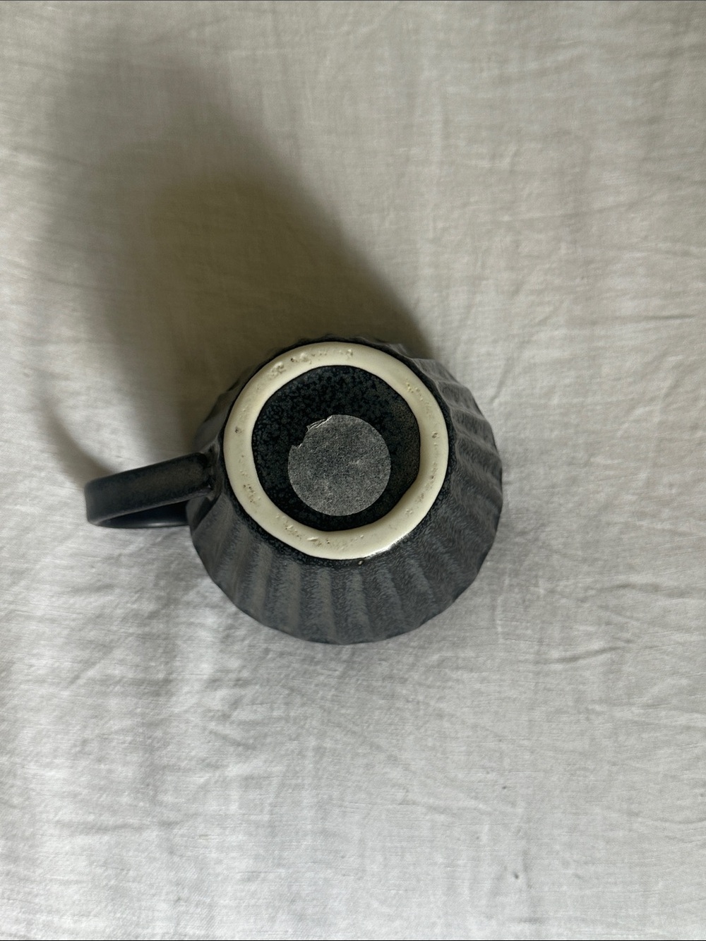 Black Ceramic Ribbed Creamer Pitcher - Picture 4 of 5